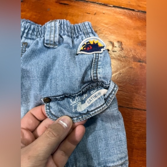 Catimini denim shorts boy size 4 longer length plaid lining - Picture 2 of 7